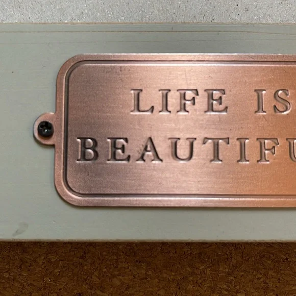 LIFE IS BEAUTIFUL picture frame. Never used. Brass plack has tiny tine mark - Picture 4 of 7